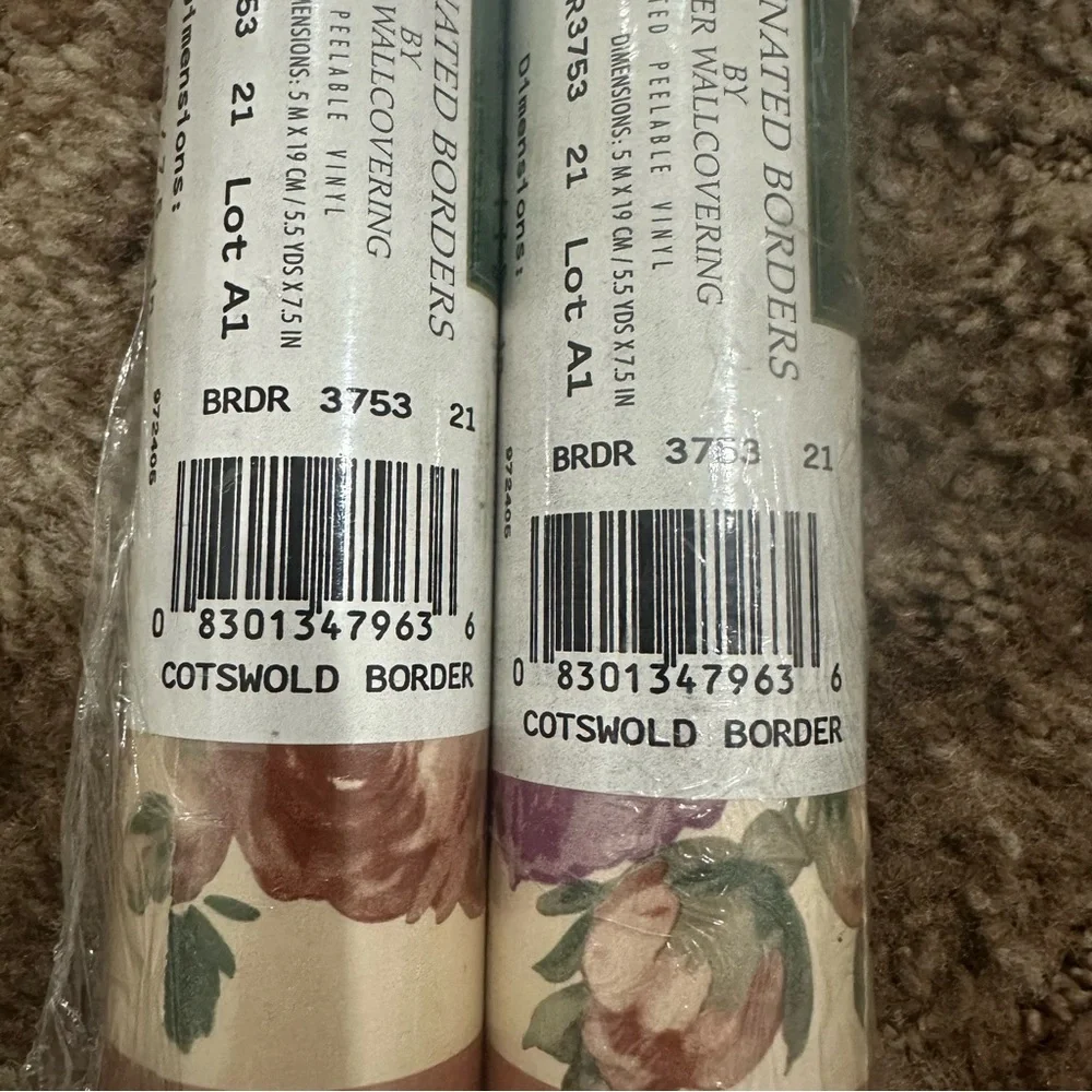 Vintage Croscill Home Wallpaper Border in Costwolds Rose Pattern 11 yds Set of 2